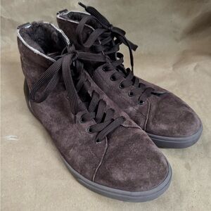 UGG Chocolate Brown Suede & Leather Lined Hi Top Sneakers. Size 9/EU 40